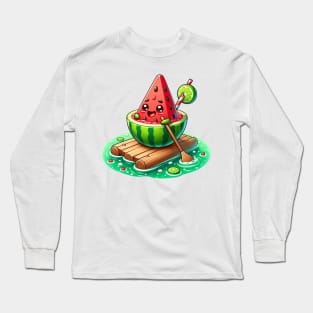 Watermelon Raft Adventure - Juicy Joyride on Citrus Waves Long Sleeve T-Shirt